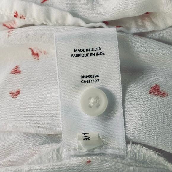 Beach Lunch Lounge Heart Print Blouse 1X White Top Long Sleeve Convertible - Picture 9 of 10